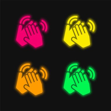 Applause four color glowing neon vector icon clipart