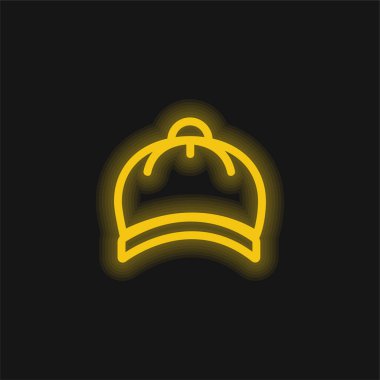 Baby Hat yellow glowing neon icon clipart