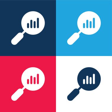 Analitik mavi ve kırmızı dört renk minimal simge kümesi