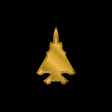 Uçak altın kaplama metalik simge veya logo vektörü