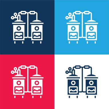 Boiler blue and red four color minimal icon set clipart