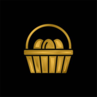 Sepet altın kaplama metalik simge veya logo vektörü