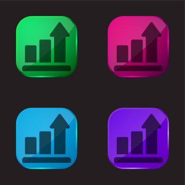 Çubuk Çizelgesi dört renkli cam düğme simgesi