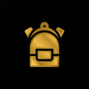 Sırt çantası altın kaplamalı metalik simge veya logo vektörü