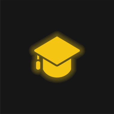 Büyük Mortarboard sarı parlak neon simgesi