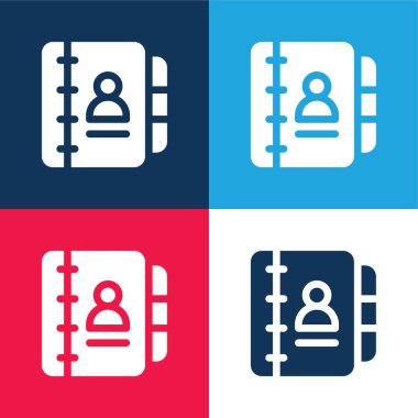 Gündem mavi ve kırmızı dört renk minimal simge kümesi