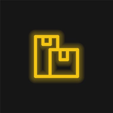 Boxes yellow glowing neon icon clipart