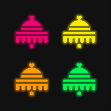 Dört renkli parlak neon vektör simgesi ziyafeti