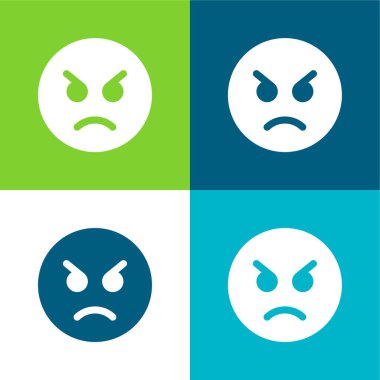 Angry Flat four color minimal icon set clipart