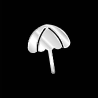 Siyah Plaj Şemsiyesi gümüş kaplama metalik simge