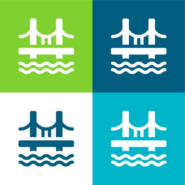 Köprü Düz 4 renk minimal simgesi seti