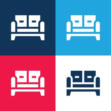 Koltuk mavi ve kırmızı dört renk minimal simgesi