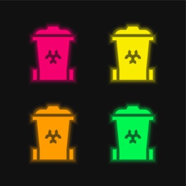 Biomedical Waste four color glowing neon vector icon clipart