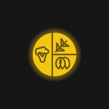 Dengeli Diyet sarı parlak neon simgesi