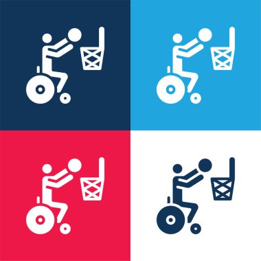 Basketbol mavisi ve kırmızı dört renk minimal simge seti