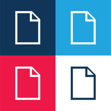 Boş Dosya mavi ve kırmızı dört renk minimal simgesi seti