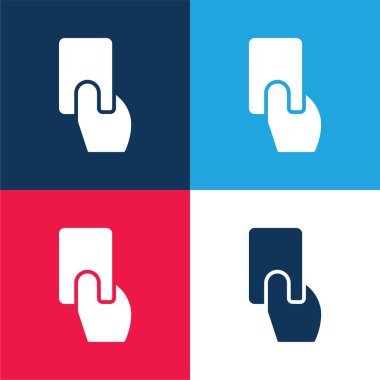 Amonestation blue and red four color minimal icon set clipart