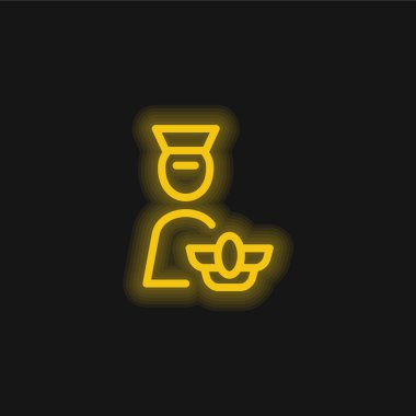 Hava Yolları Pilotu sarı parlak neon simgesi