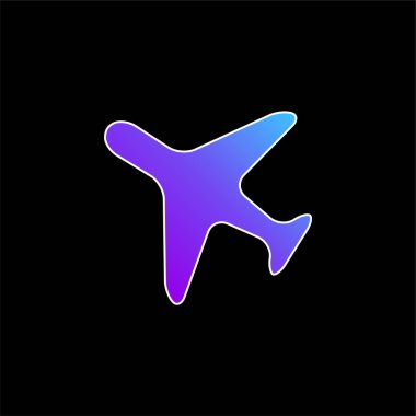 Airplane Facing Left blue gradient vector icon clipart