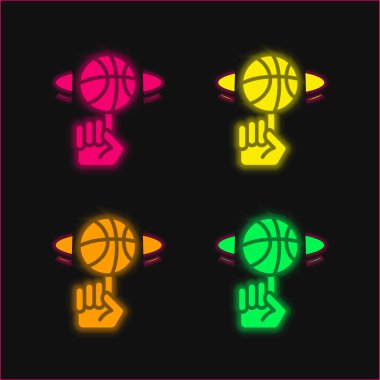 Dördüncü top parlayan neon vektör simgesi