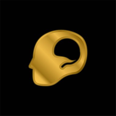 Kel Başlı Beyin Altın kaplama metalik ikon veya logo vektörü