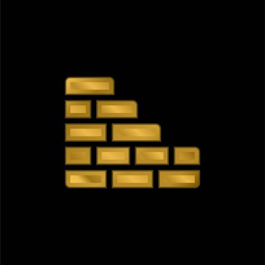 Tuğla Duvar altın kaplama metalik simge veya logo vektörü