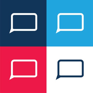 Blank Speech Bubble blue and red four color minimal icon set clipart