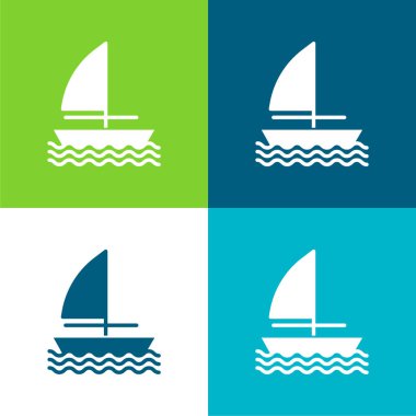 Tekne Düz 4 renk en küçük simge kümesi