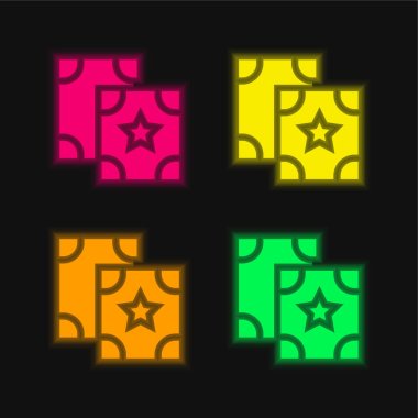 Astroloji dört renk parlayan neon vektör simgesi