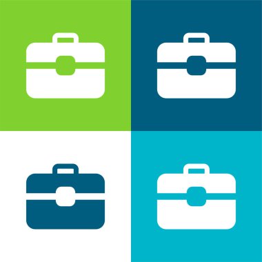Evrak çantası Düz 4 renk minimal simgesi seti