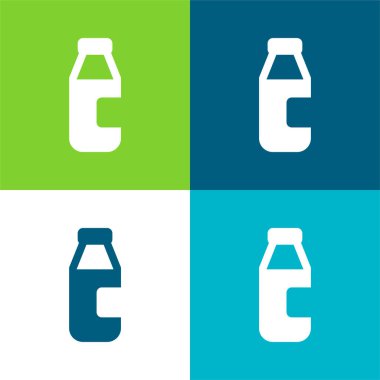 Süt Şişesi Düz 4 Renk en az simge kümesi