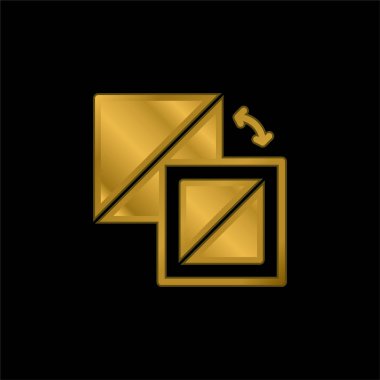 Arkaplan altın kaplamalı metalik simge veya logo vektörü