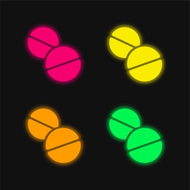 Aspirins four color glowing neon vector icon clipart
