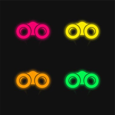 Dürbünler dört renk parlayan neon vektör simgesi