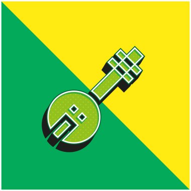 Banjo Green and yellow modern 3d vector icon logo clipart