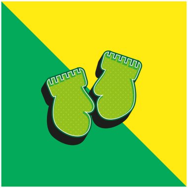 Bebek Mittens Değişken Yeşil ve Sarı 3D vektör simgesi