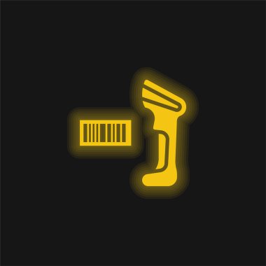 Barcode Scanner yellow glowing neon icon clipart