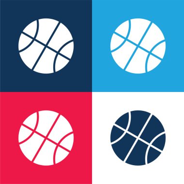 Basketbol mavisi ve kırmızı dört renk minimal simge seti