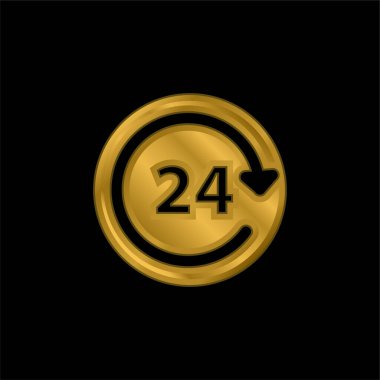 Günlük 24 saat altın kaplama metalik simge veya logo vektörü