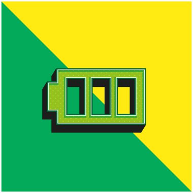 Battery Image With Three Areas Green and yellow modern 3d vector icon logo clipart