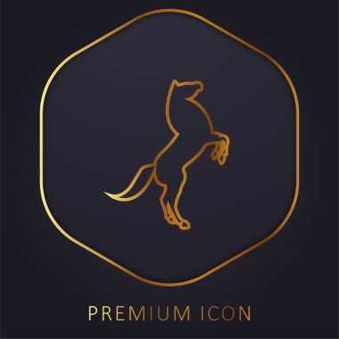 Big Horse Stand Poose On Back Paws altın çizgili logo ya da simge