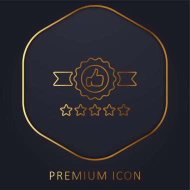 Rozet altın çizgi prim logosu veya simgesi