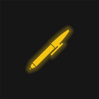 Tükenmez kalem sarısı parlak neon simgesi