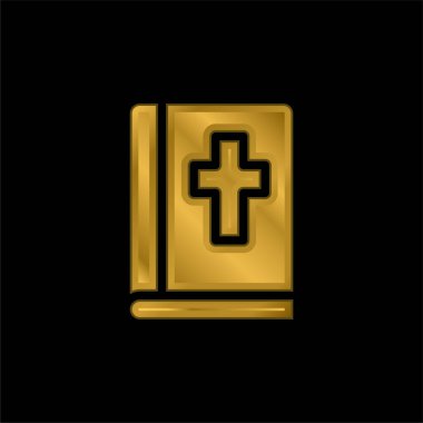 İncil altın kaplamalı metalik simge veya logo vektörü
