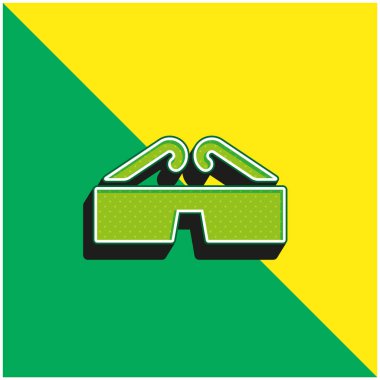 3d Gözlük Yeşil ve Sarı 3d vektör simgesi