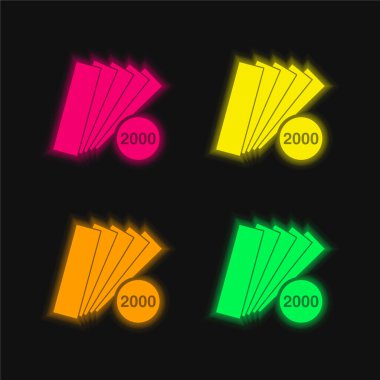 2000 Parça Kataloğu dört renk parlayan neon vektör simgesi