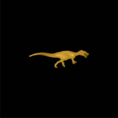 Baryonyx Dinozor Şekli Altın kaplama metalik simge veya logo vektörü