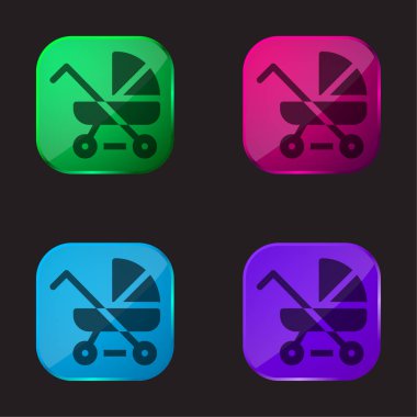 Bebek Arabası Dört renkli cam simge