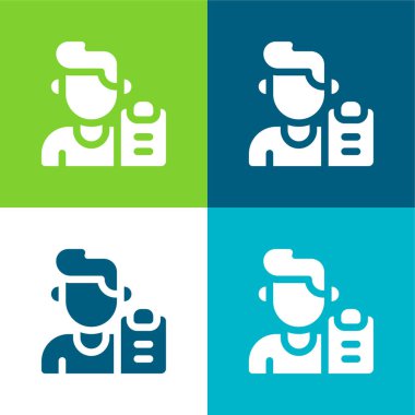 Oğlan Düz 4 renk en küçük simge seti