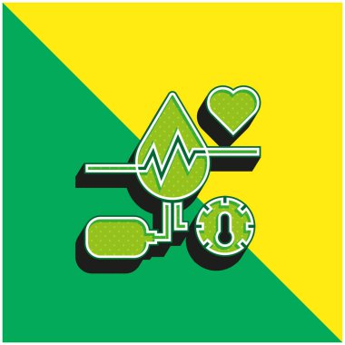 Kan Yeşili ve Sarı Modern 3D vektör simgesi logosu